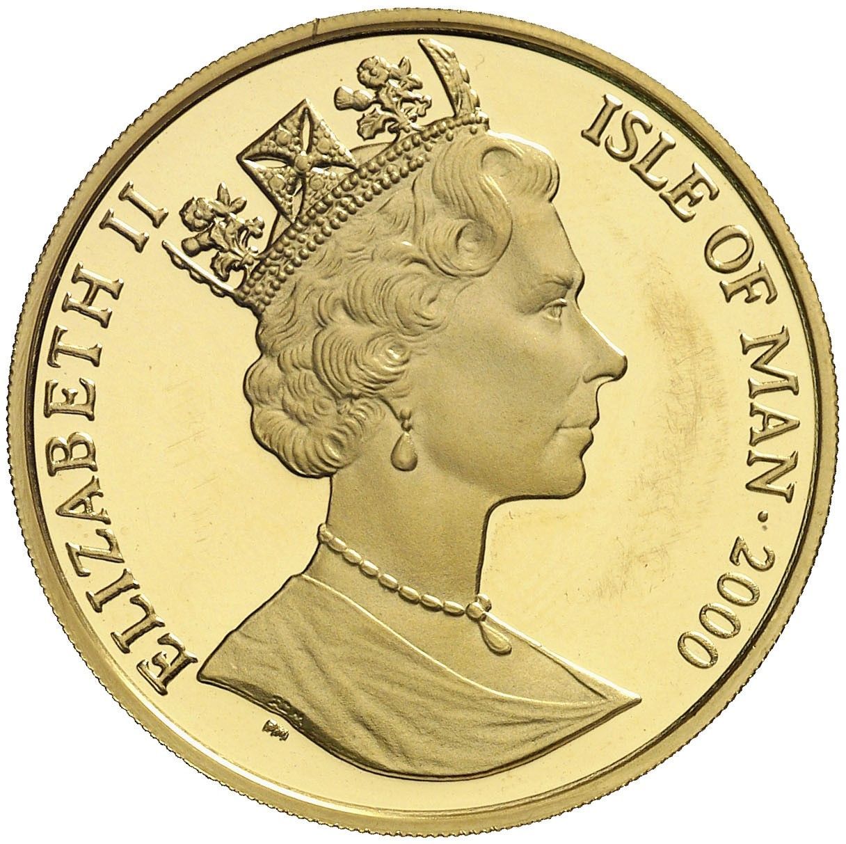 Isle of Man 1 Crown - Elizabeth II Scottish Fold Cat; Gold obverse