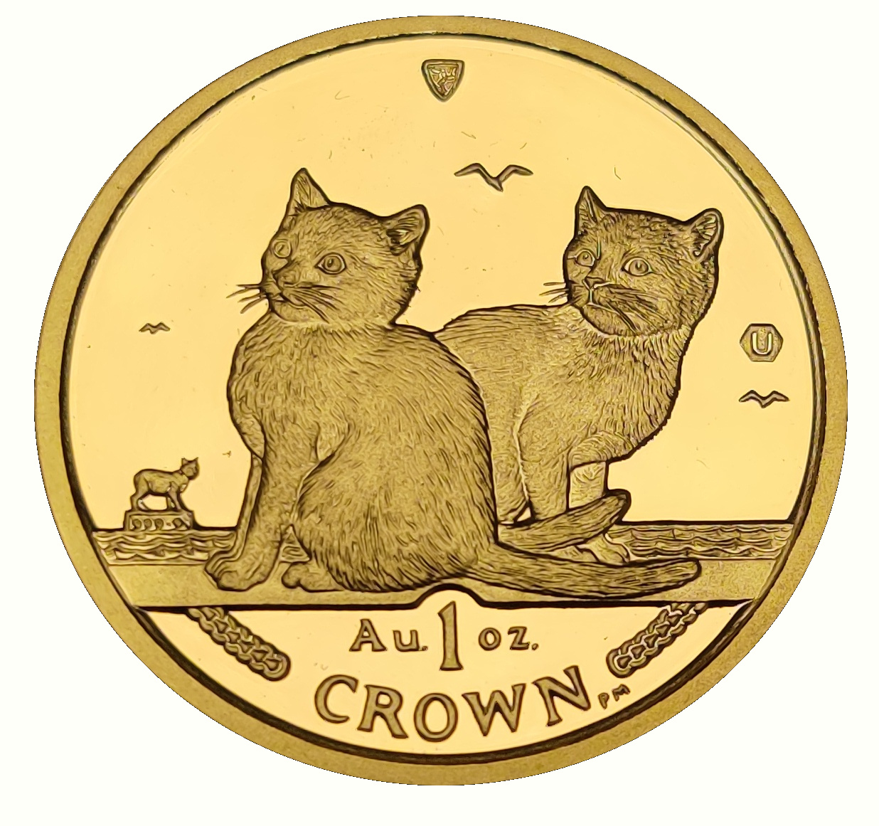Isle of Man 1 Crown - Elizabeth II Balinese Cat; Gold