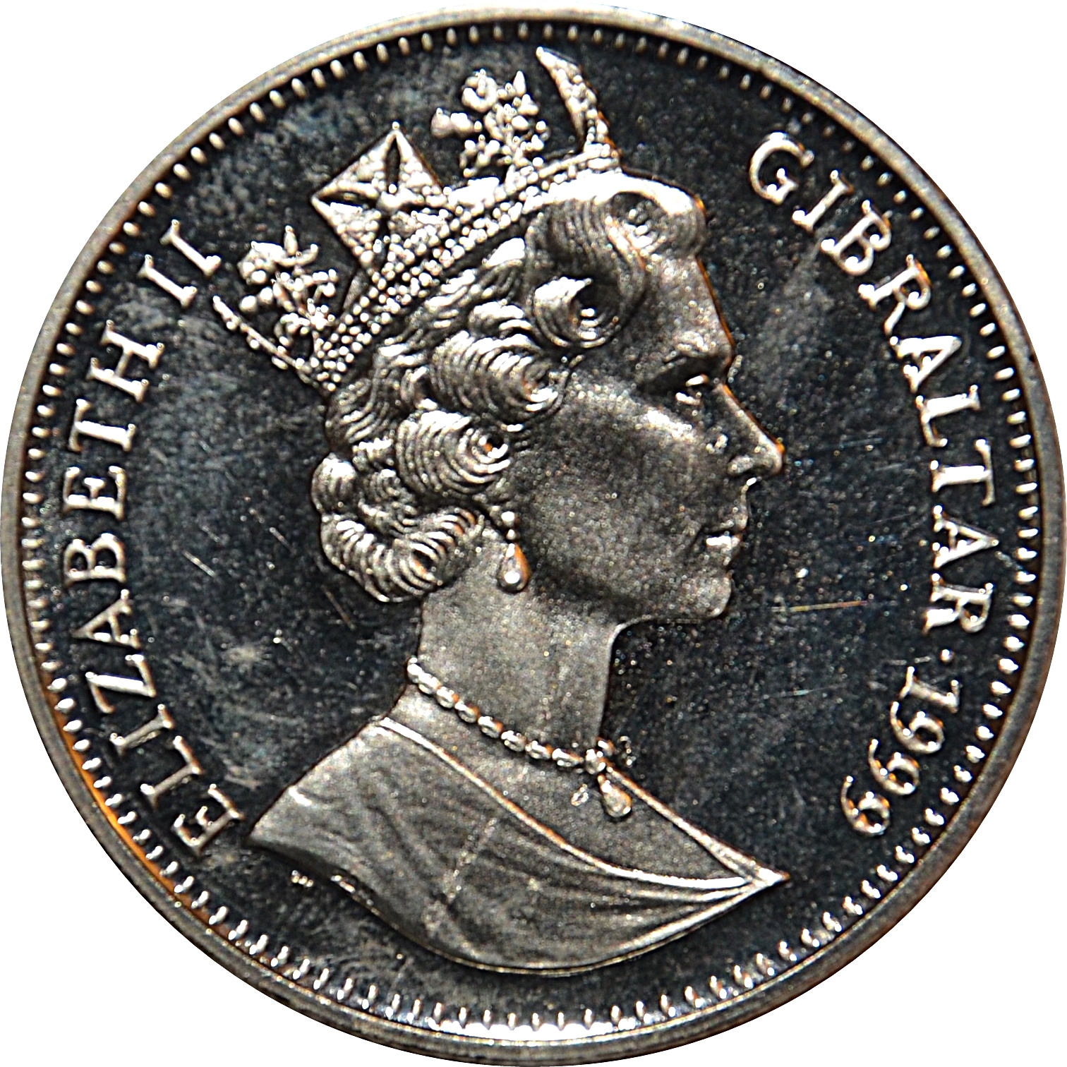 Gibraltar 1 Crown - Elizabeth II J. Robert Oppenheimer obverse