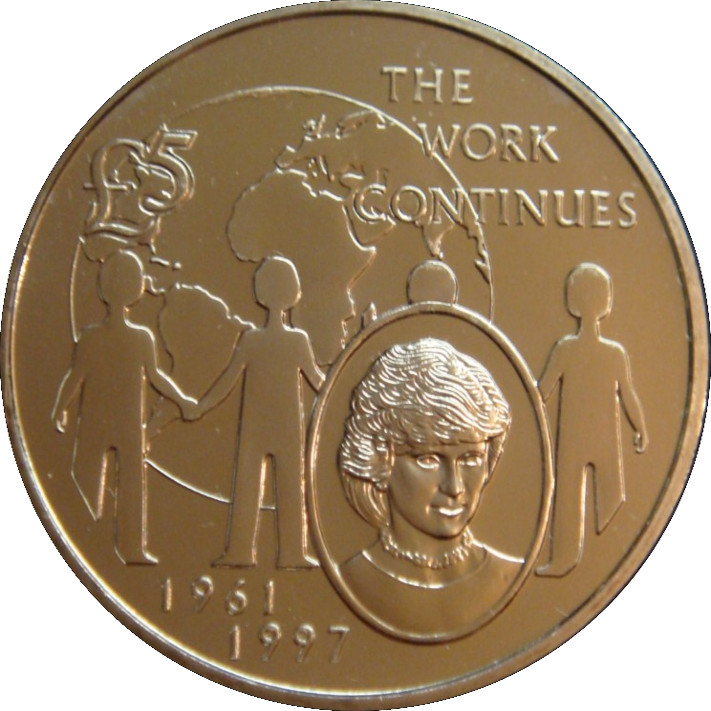 Guernsey 5 Pounds - Elizabeth II The Work Continues reverse