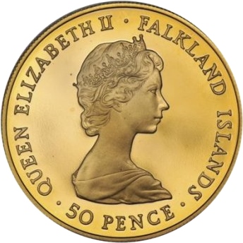 Falkland Islands 50 Pence - Elizabeth II Liberation; Gold Proof Issue obverse