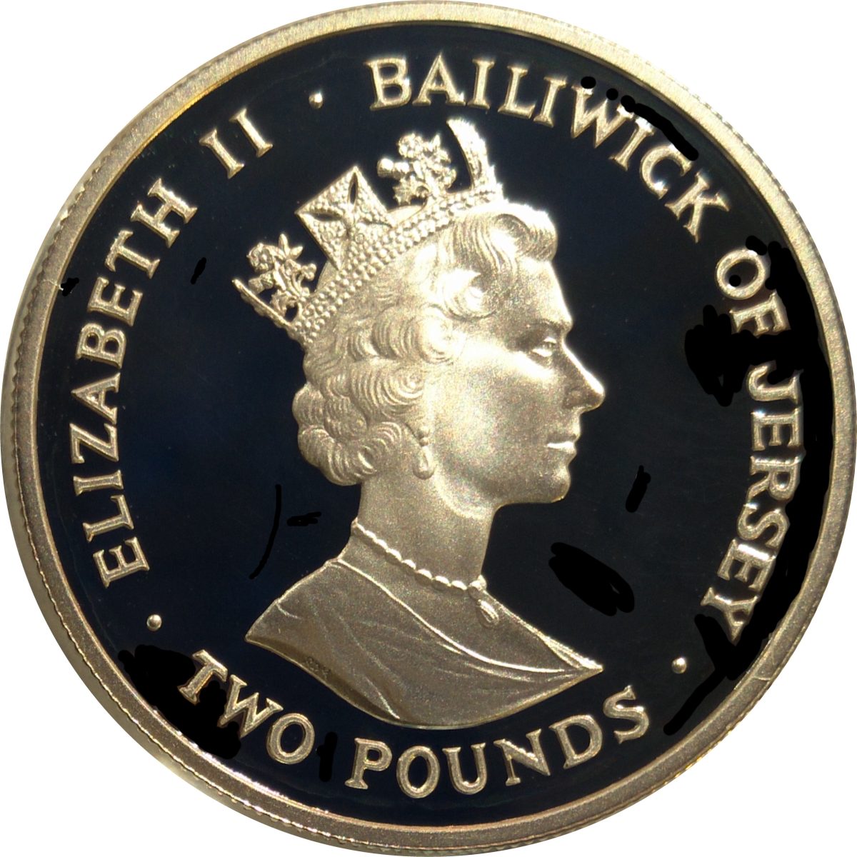 Jersey 2 Pounds - Elizabeth Battle of Britain obverse