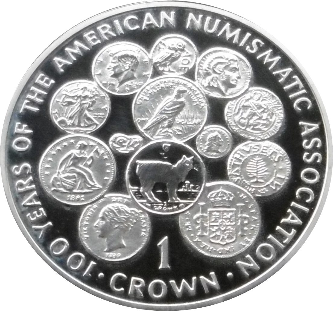 Isle of Man 1 Crown - Elizabeth II American Numismatic Association; Silver Proof