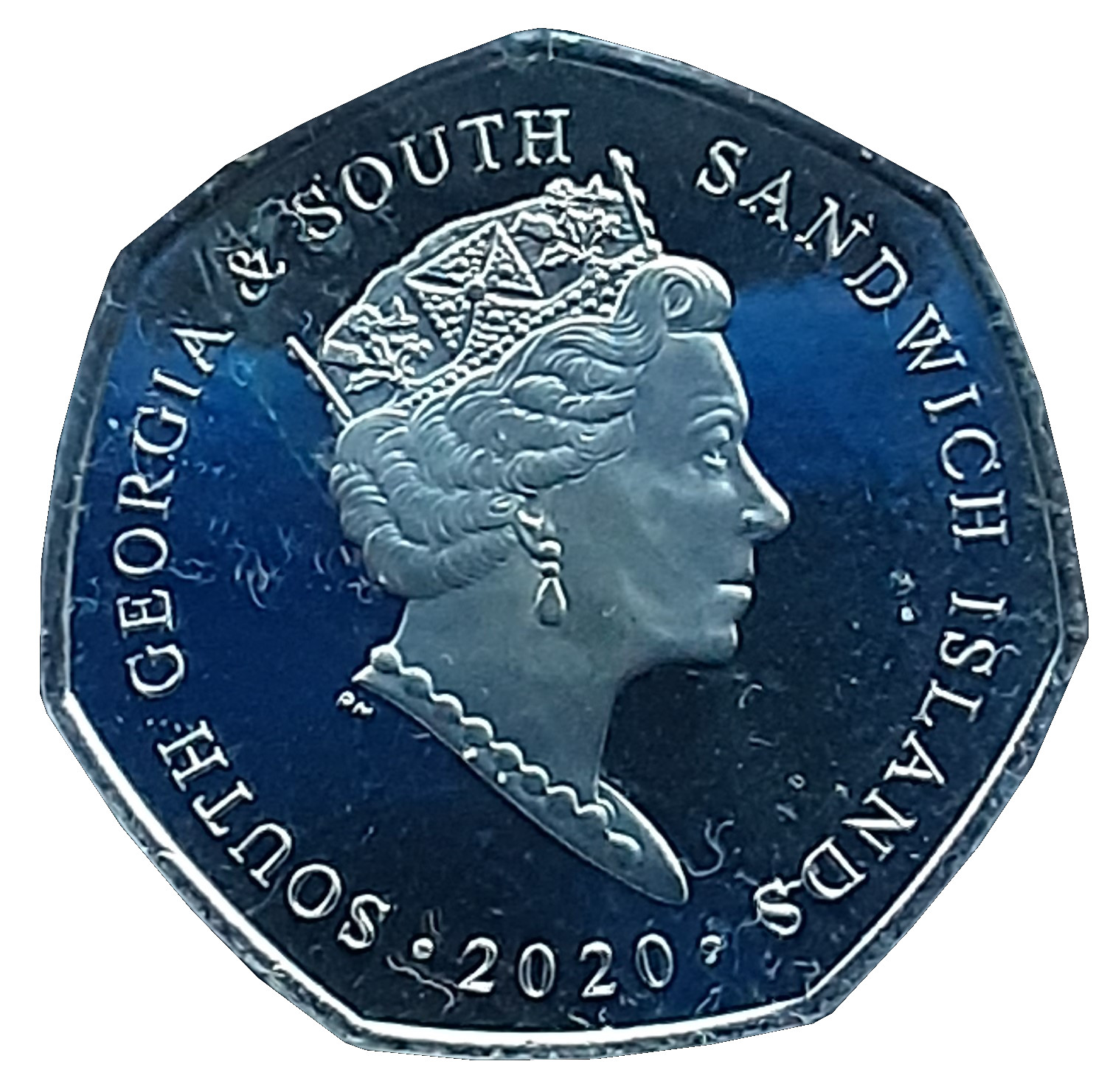 South Georgia and the South Sandwich Islands 50 Pence - Elizabeth II HMS Resolution, Copper-nickel obverse