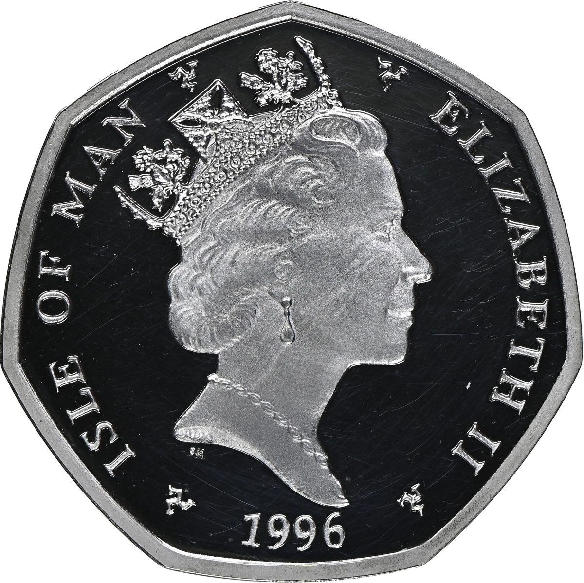 Isle of Man 50 Pence - Elizabeth II Christmas 1996; Silver Proof