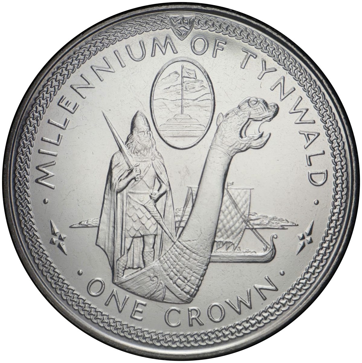 Isle of Man 1 Crown - Elizabeth II Tynwald - Viking Longship reverse
