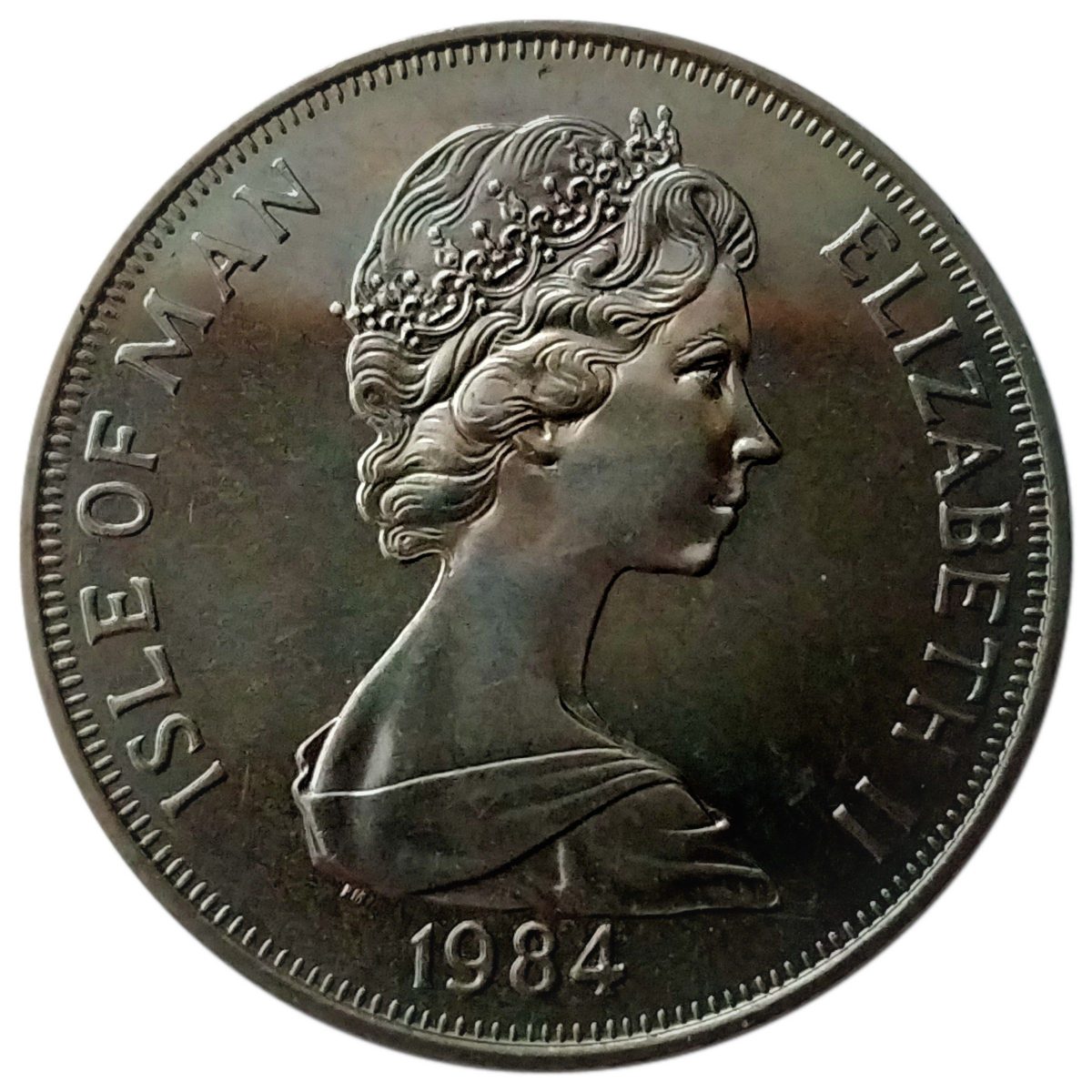 Isle of Man 1 Crown - Elizabeth II Commonwealth Conference; Princess Anne obverse