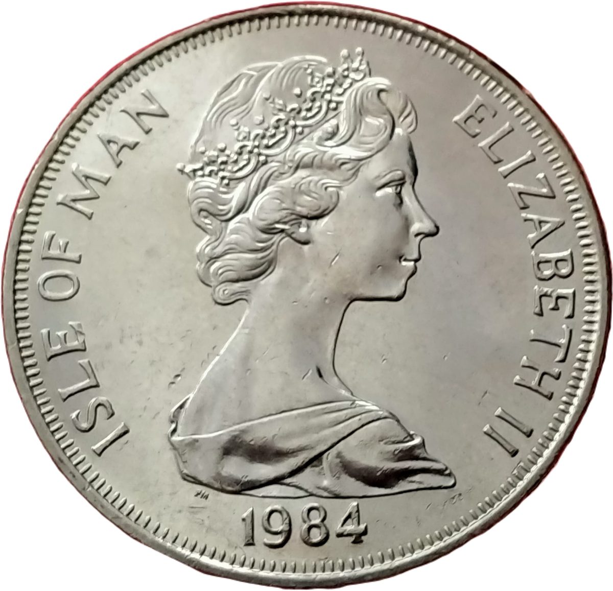 Isle of Man 1 Crown - Elizabeth II College of Arms obverse