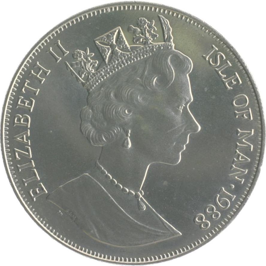 Isle of Man 1 Crown - Elizabeth II Manx Cat obverse