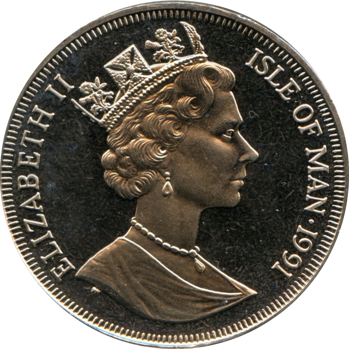 Isle of Man 1 Crown - Elizabeth II Norwegian Forest Cat obverse