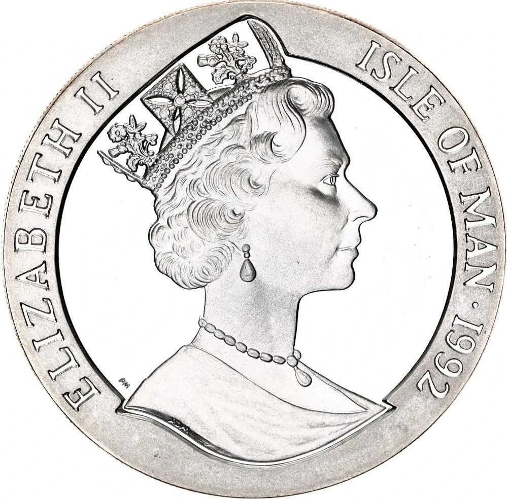 Isle of Man 1 Crown - Elizabeth II Discovery of America obverse