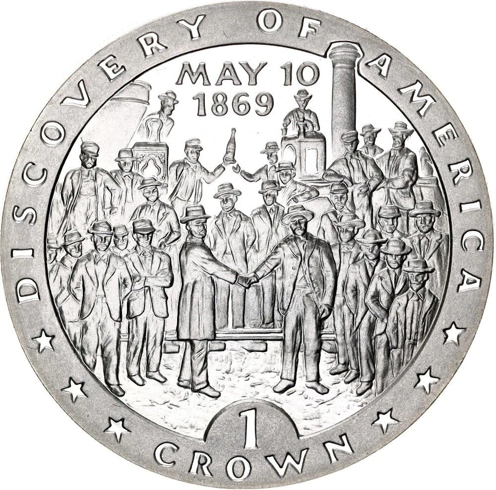 Isle of Man 1 Crown - Elizabeth II Discovery of America