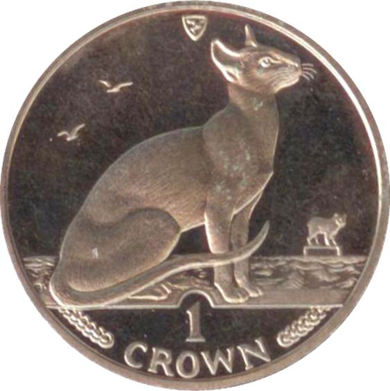 Isle of Man 1 Crown - Elizabeth II Siamese Cat