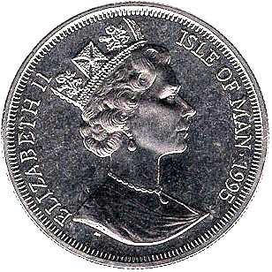 Isle of Man 1 Crown - Elizabeth II Messerschmitt Me-262 obverse
