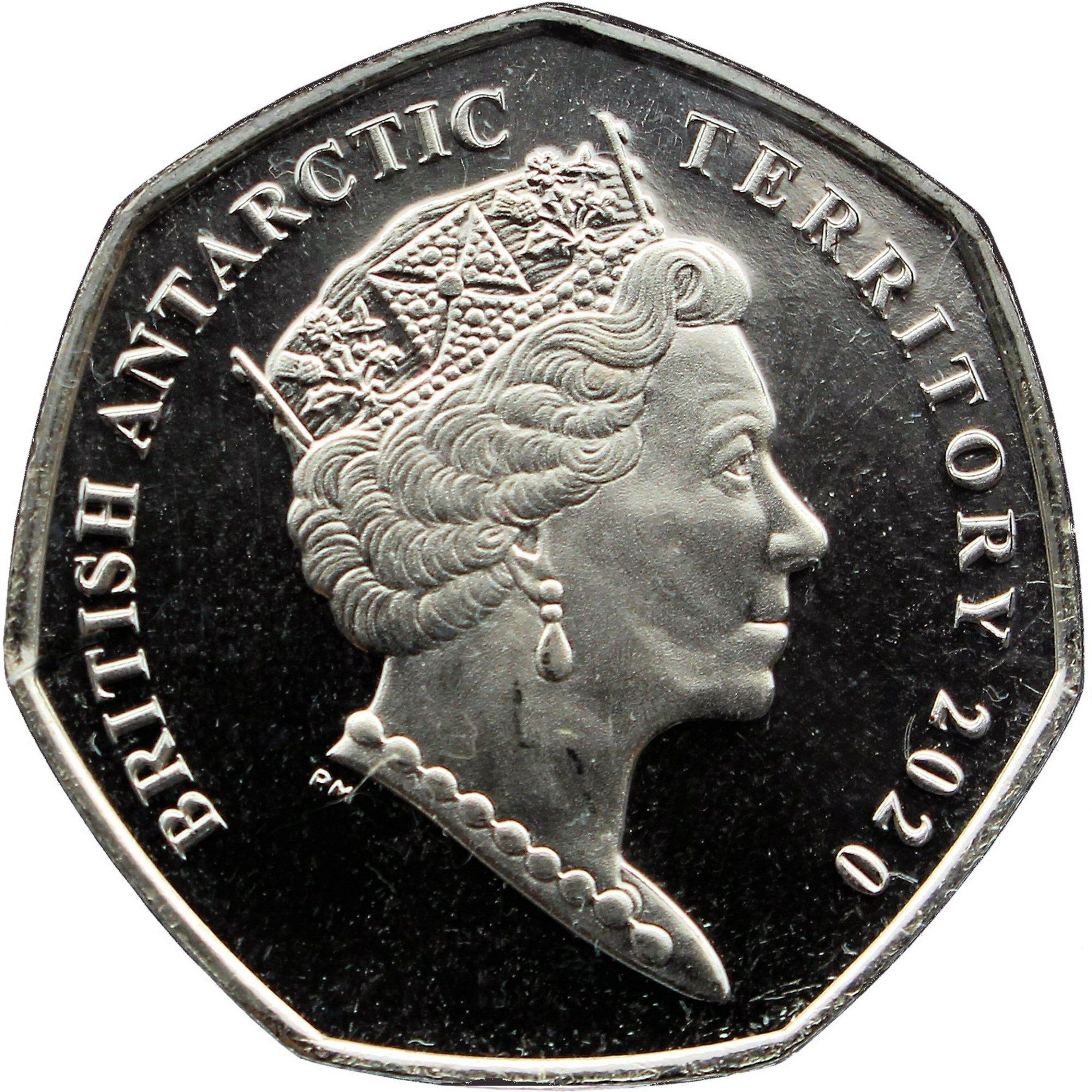 British Antarctic Territory 50 Pence - Elizabeth II HMS Erebus obverse