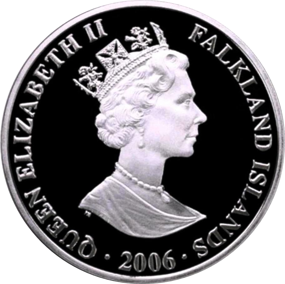 Falkland Islands 1 Crown - Elizabeth II John Ross and James Clark Ross; Silver Proof Issue obverse