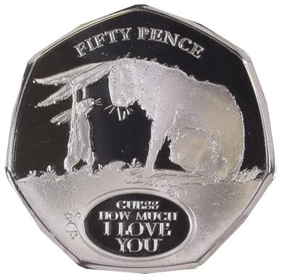 Gibraltar 50 Pence - Elizabeth II Guess how much I love you; Silver Proof reverse