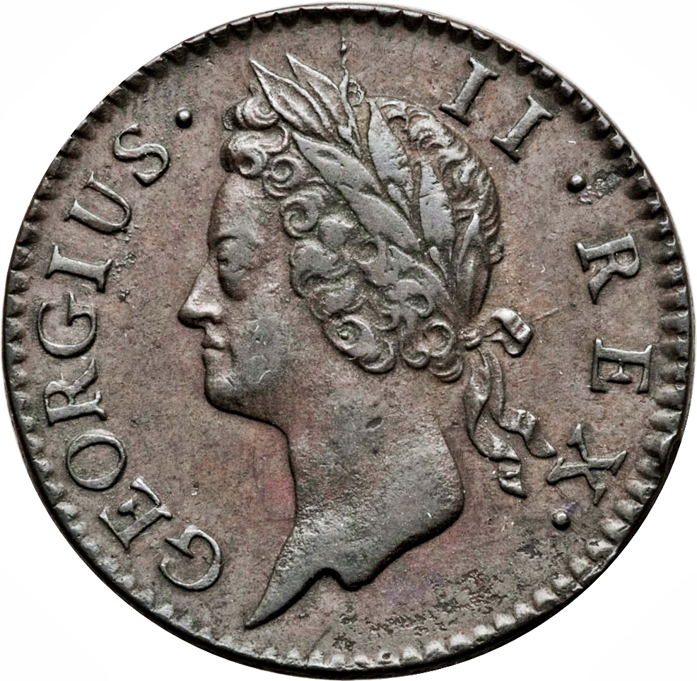 Ireland ½ Penny - George II large letters obverse