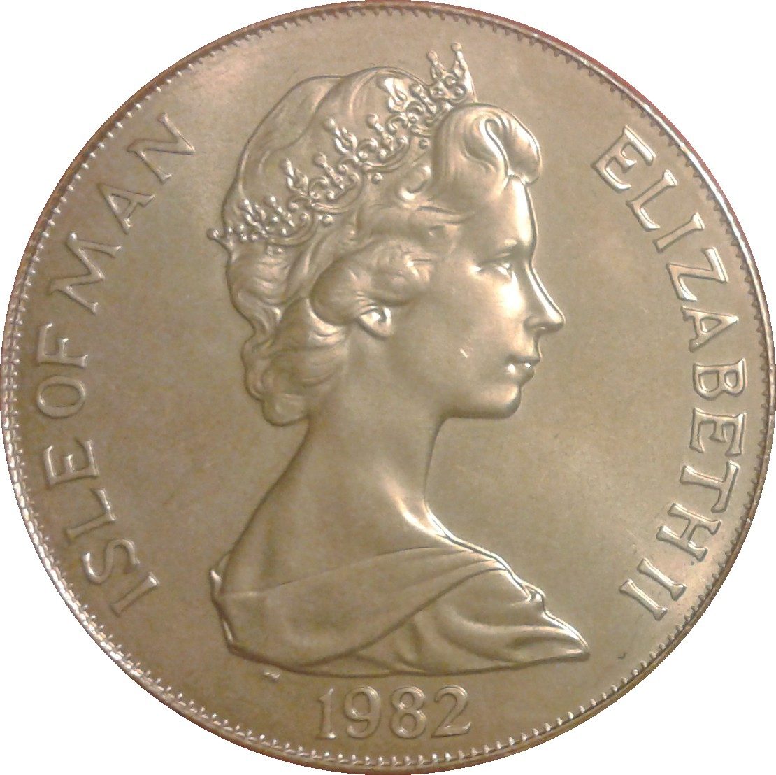 Isle of Man 1 Crown - Elizabeth II World Cup - 3 scenes obverse