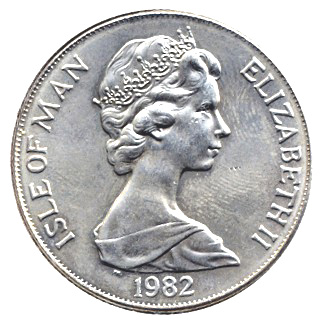 Isle of Man 1 Crown - Elizabeth II World Cup - 3 scenes; Silver obverse