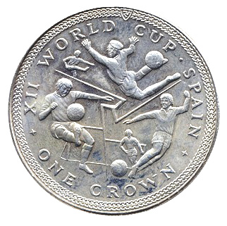 Isle of Man 1 Crown - Elizabeth II World Cup - 3 scenes; Silver reverse