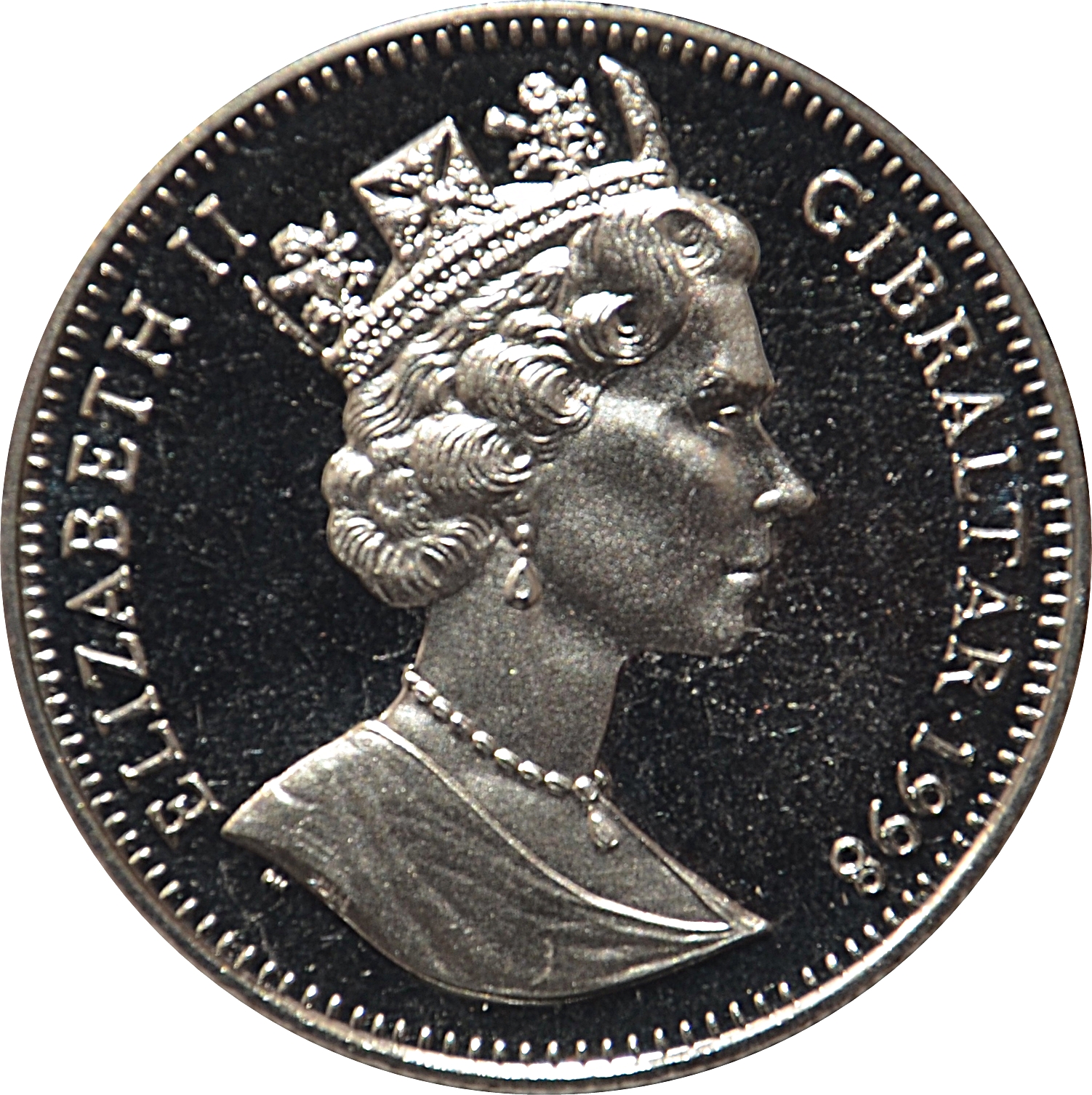 Gibraltar 1 Crown - Elizabeth II Homo Habilis obverse