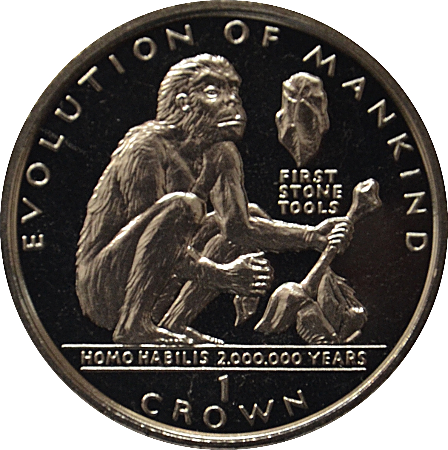Gibraltar 1 Crown - Elizabeth II Homo Habilis reverse