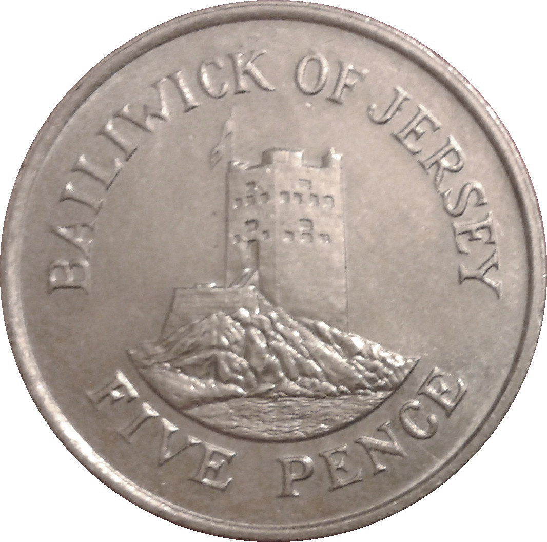Jersey 5 Pence - Elizabeth II 2nd portrait; large type