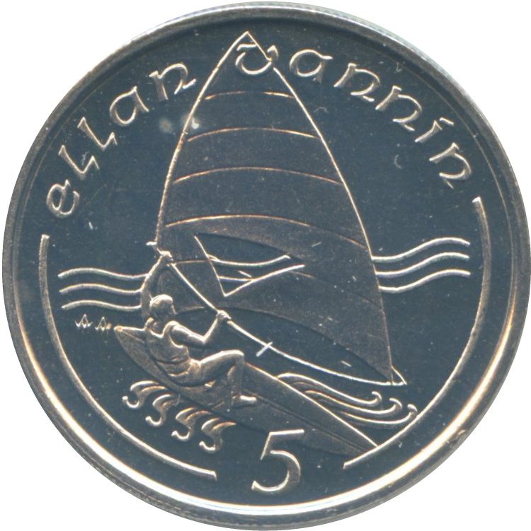 Isle of Man 5 Pence - Elizabeth II Windsurfing