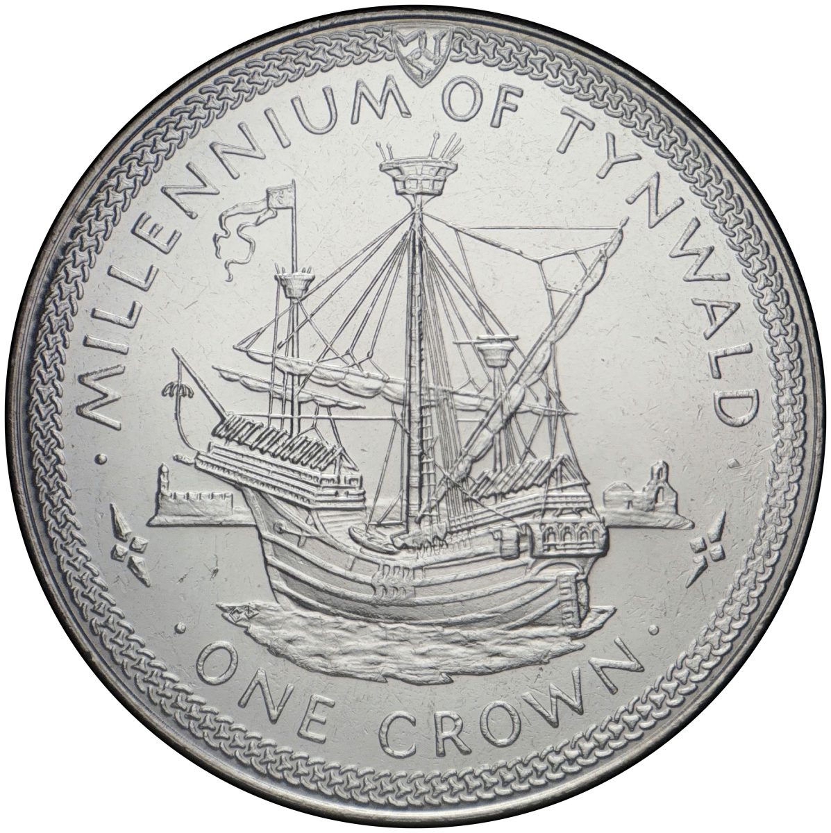 Isle of Man 1 Crown - Elizabeth II Tynwald - Flemish carrack reverse
