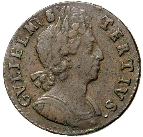½ Penny - William III 3rd issue obverse