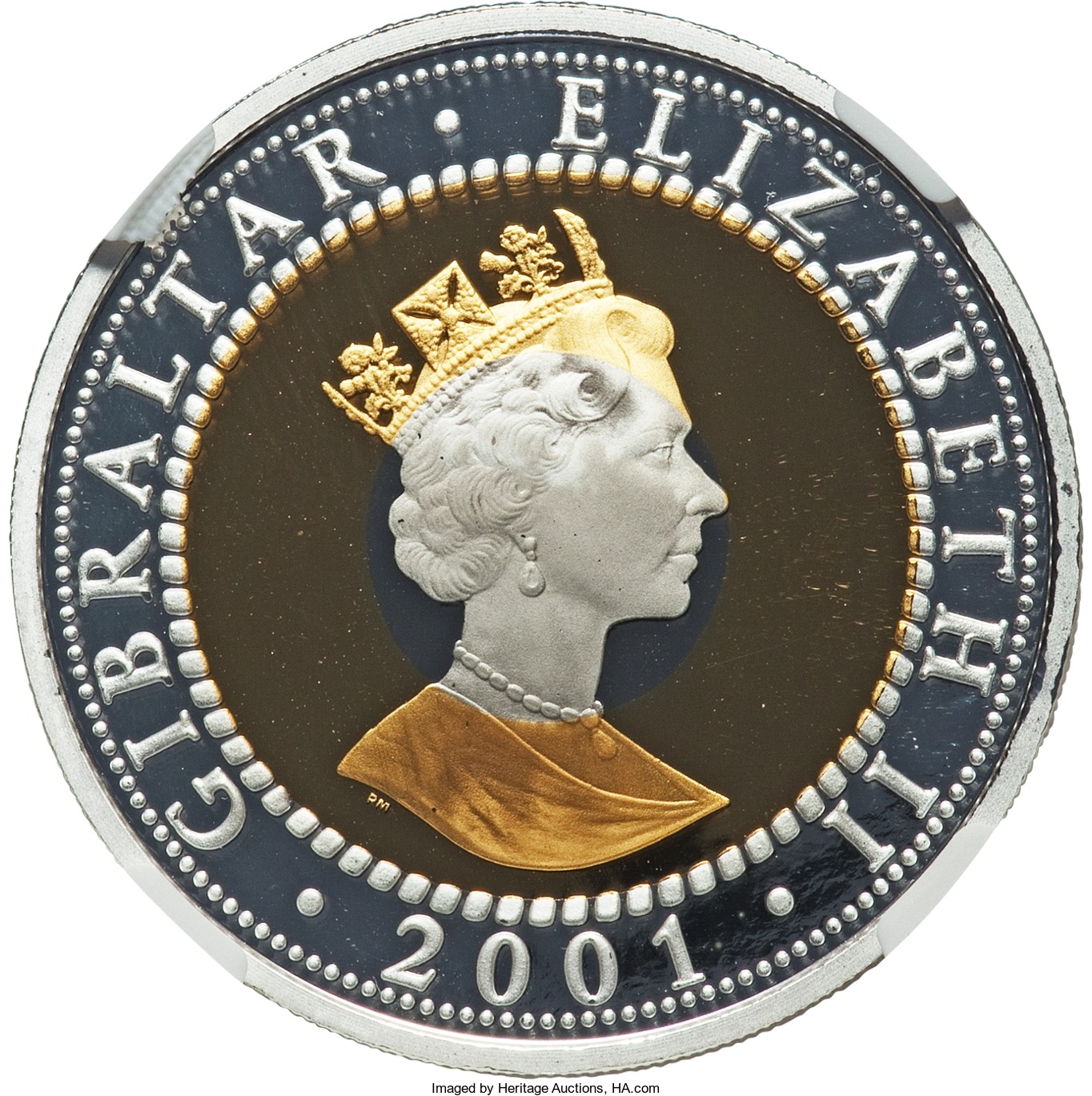 Gibraltar 1 Crown - Elizabeth II 21st Century; Trimetallic obverse