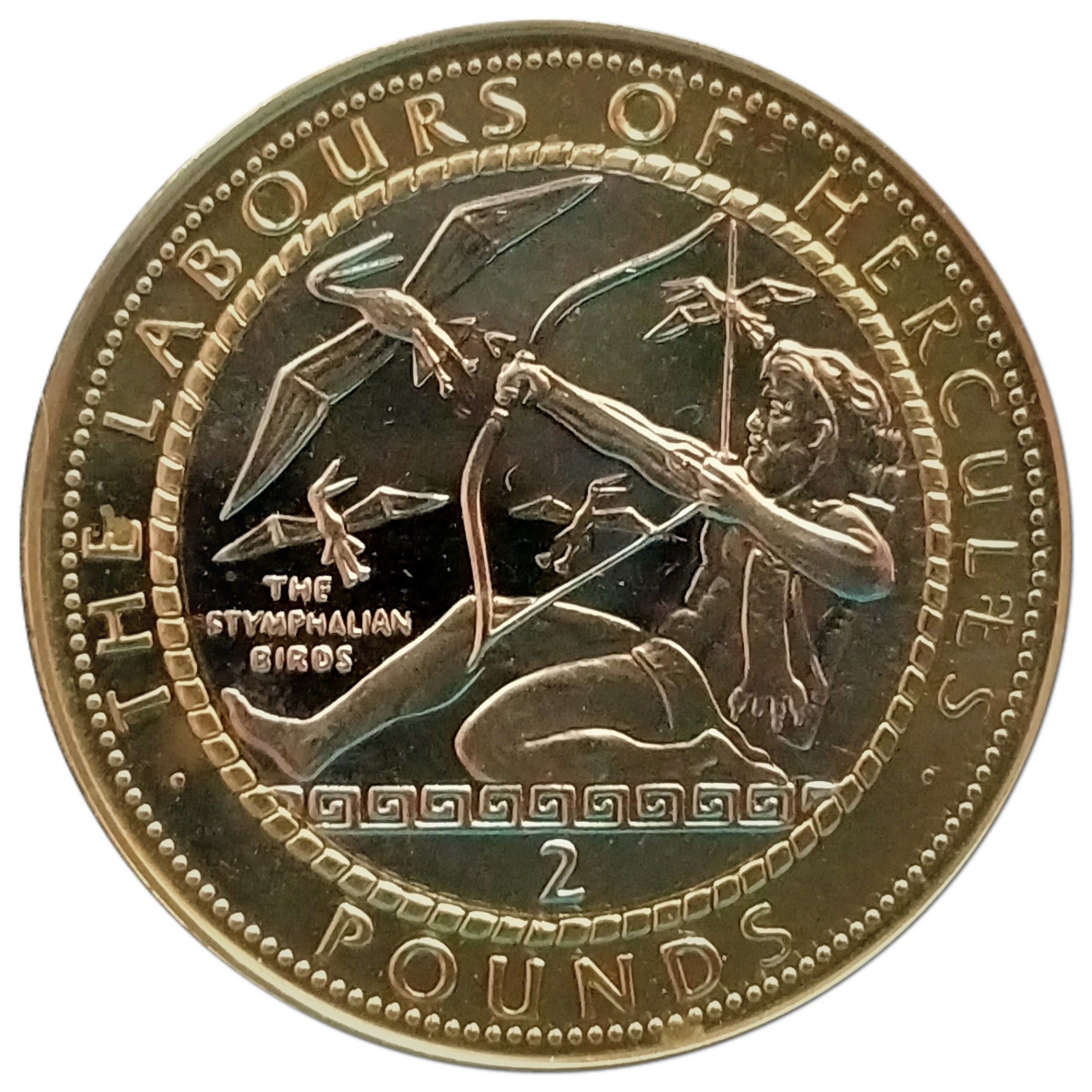 Gibraltar 2 Pounds - Elizabeth II The Stymphalian Birds reverse