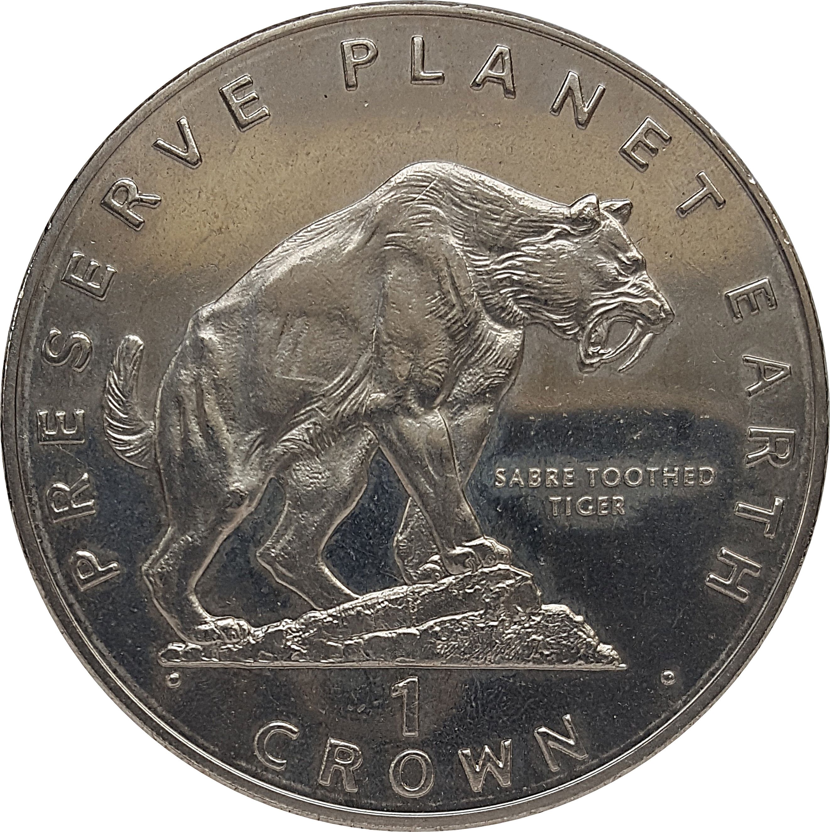 Gibraltar 1 Crown - Elizabeth II Sabretooth Tiger reverse