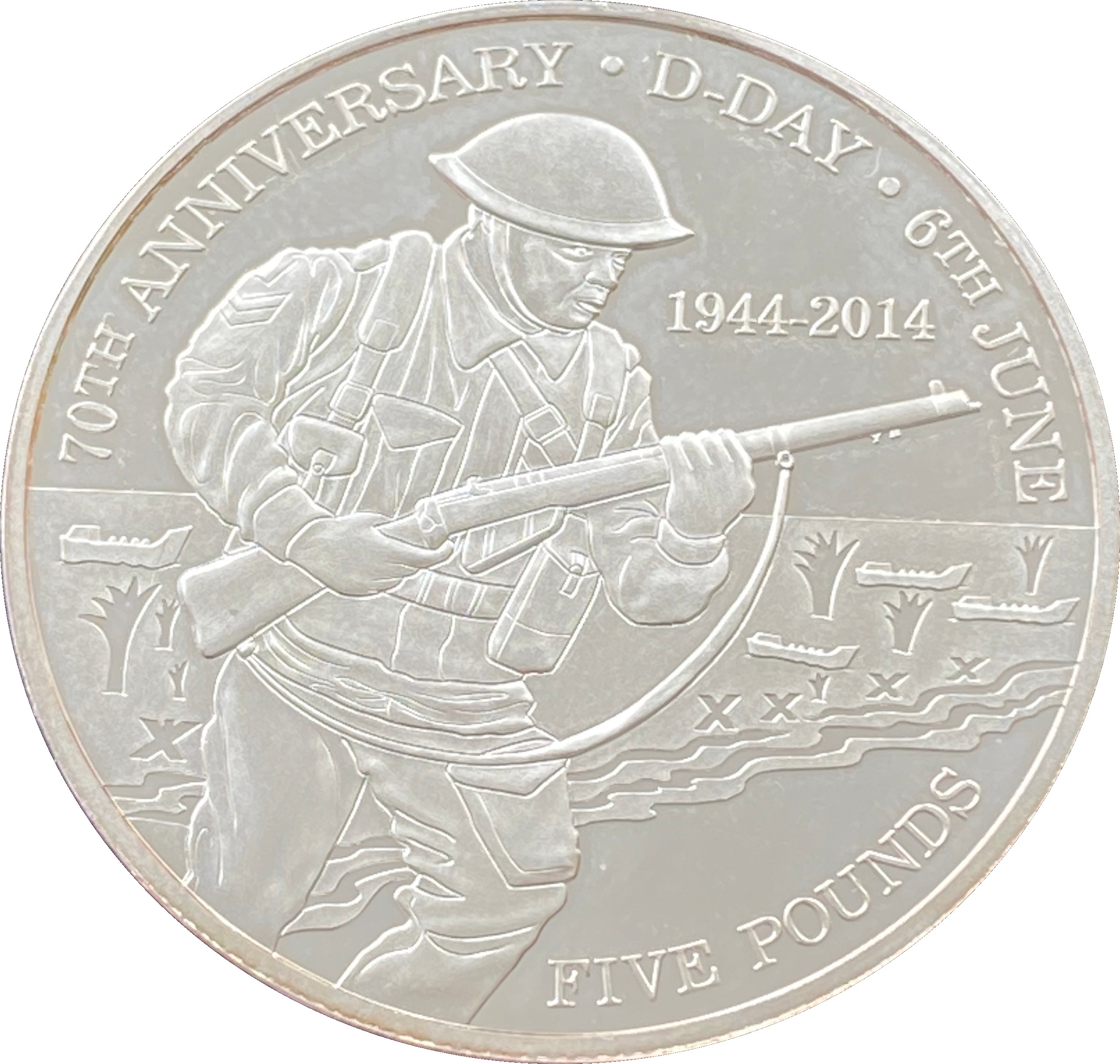 Tristan da Cunha 5 Pounds - Elizabeth II D-Day Anniversary; Silver