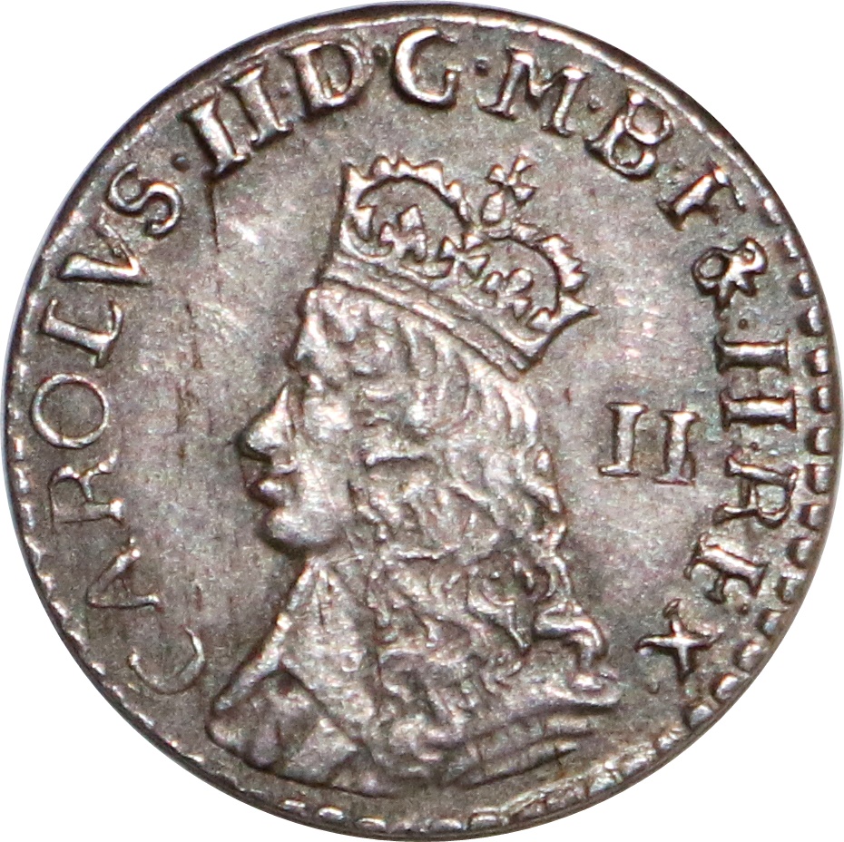 2 Pence - Charles II bust to lower edge; early milled issue obverse