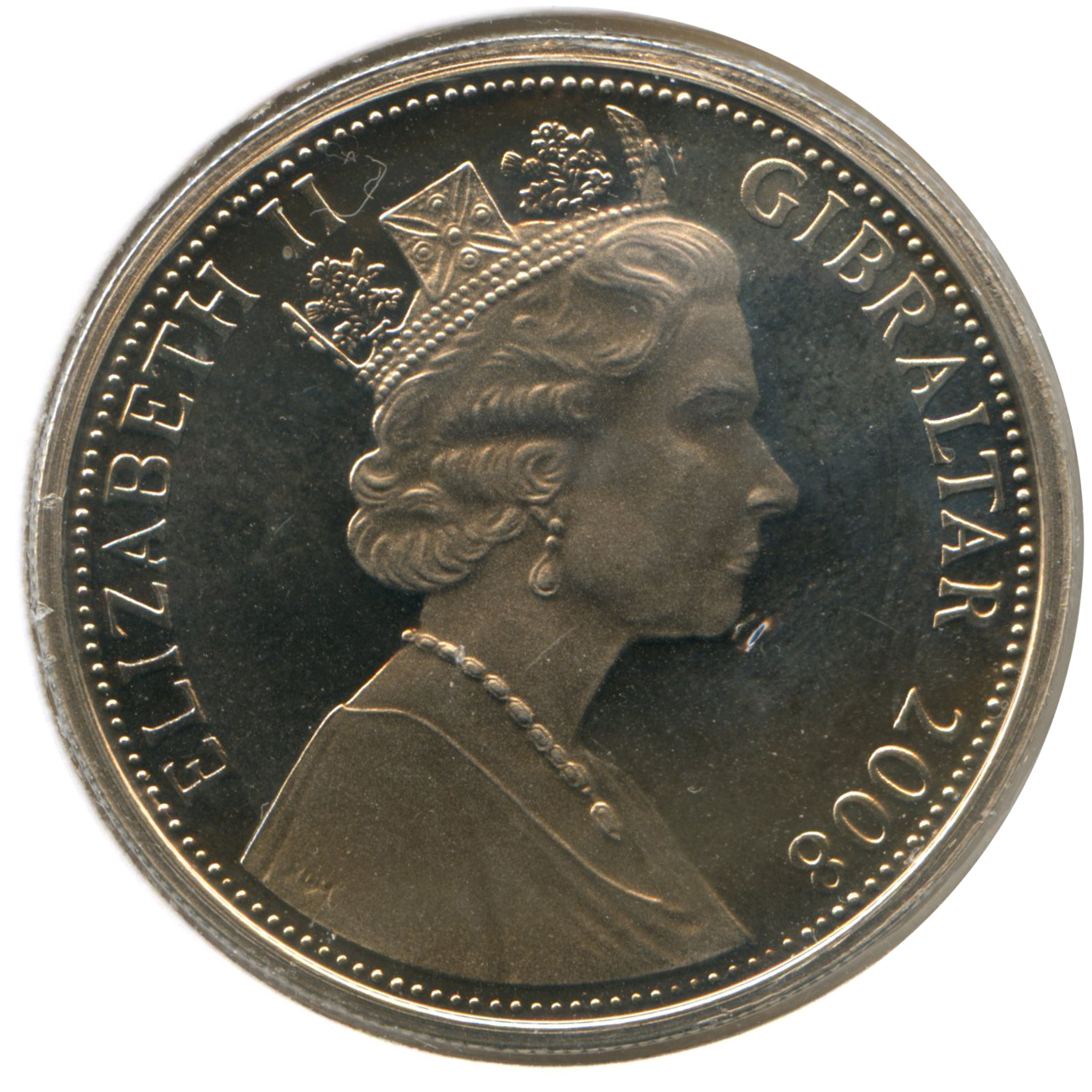 Gibraltar 1 Crown - Elizabeth II Avro 504 obverse
