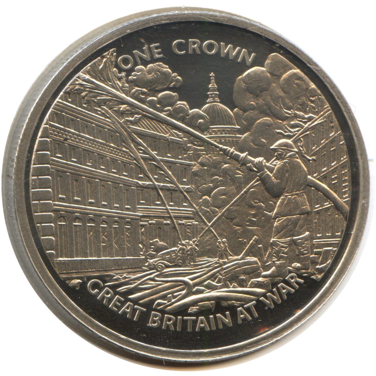 Gibraltar 1 Crown - Elizabeth II London Fire Brigade reverse