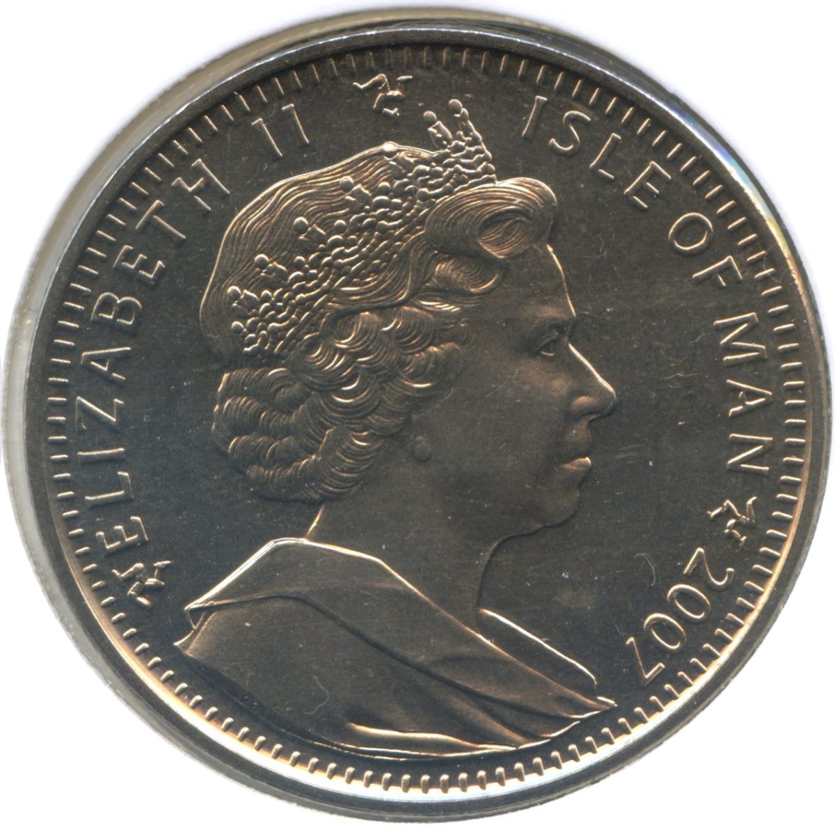 Isle of Man 1 Crown - Elizabeth II Tourist Trophy centennial obverse