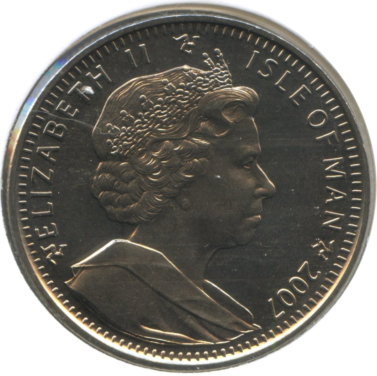 Isle of Man 1 Crown - Elizabeth II Tourist Trophy centennial obverse