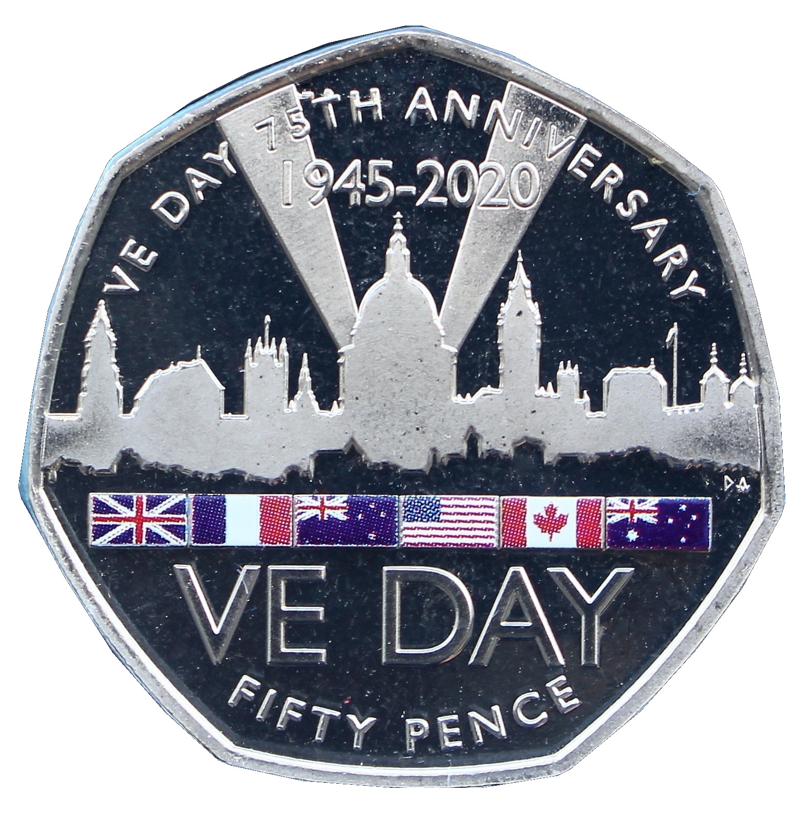 Gibraltar 50 Pence - Elizabeth II VE-Day reverse