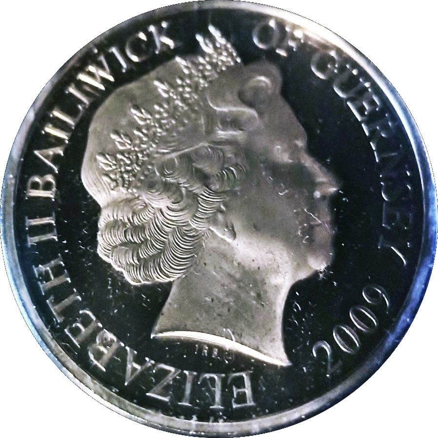 Guernsey 5 Pounds - Elizabeth II Robert Falcon Scott obverse