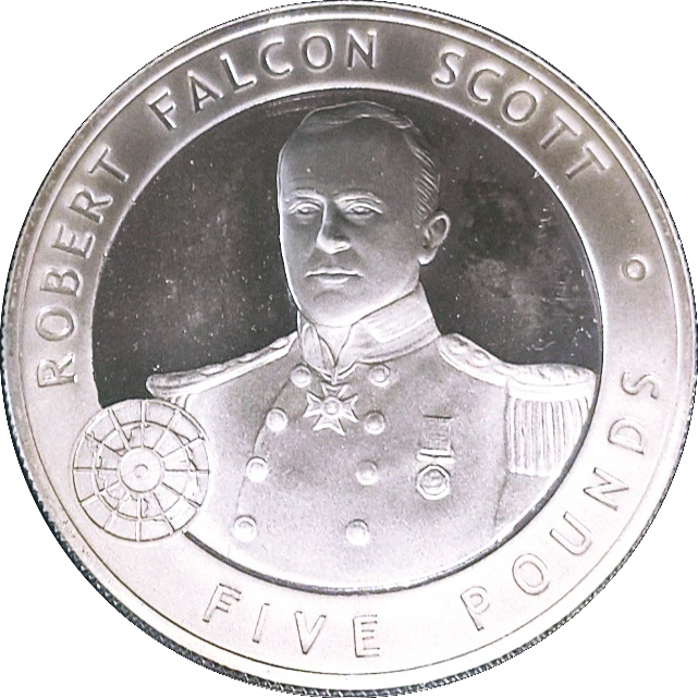 Guernsey 5 Pounds - Elizabeth II Robert Falcon Scott reverse