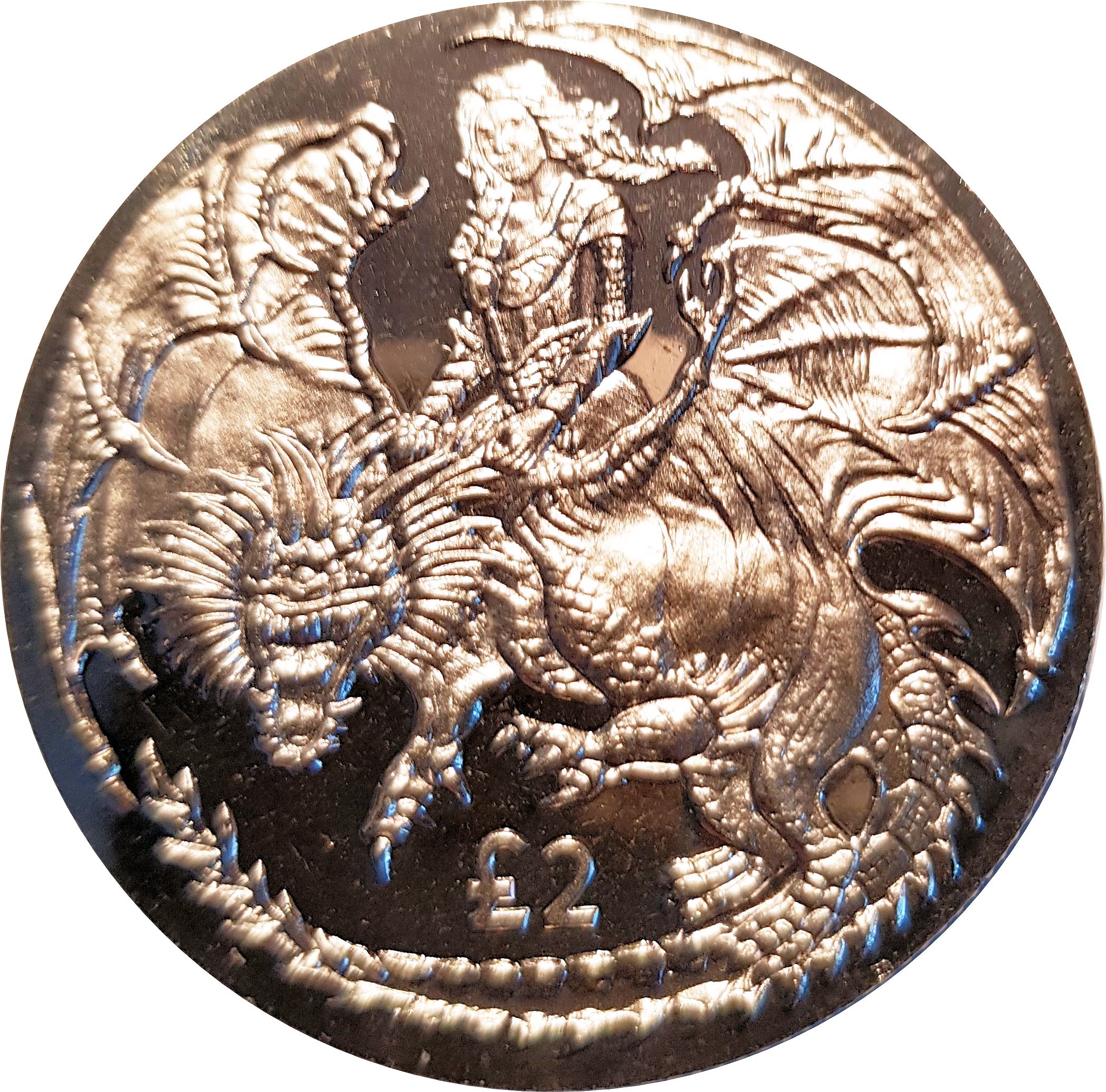 British Indian Ocean Territory 2 Pounds - Elizabeth II Warrior and Dragon reverse