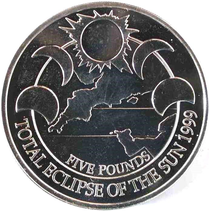 Alderney 5 Pounds - Elizabeth II Total Eclipse of the Sun