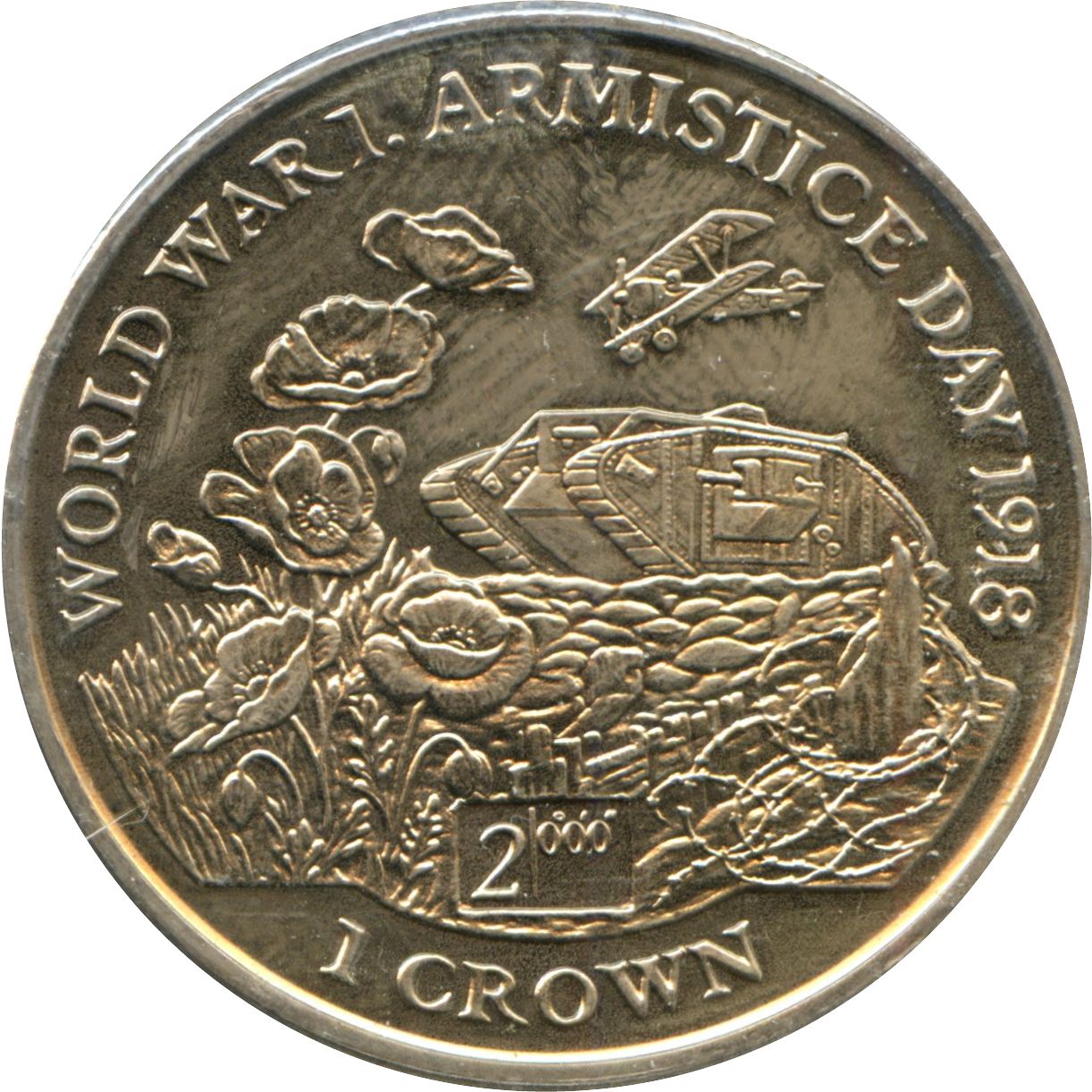 Isle of Man 1 Crown - Elizabeth II WWI - Armistice Day reverse