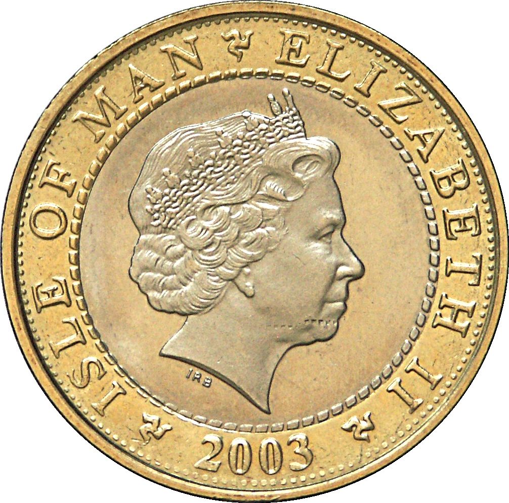 Isle of Man 2 Pounds - Elizabeth II Thorwald's Cross obverse