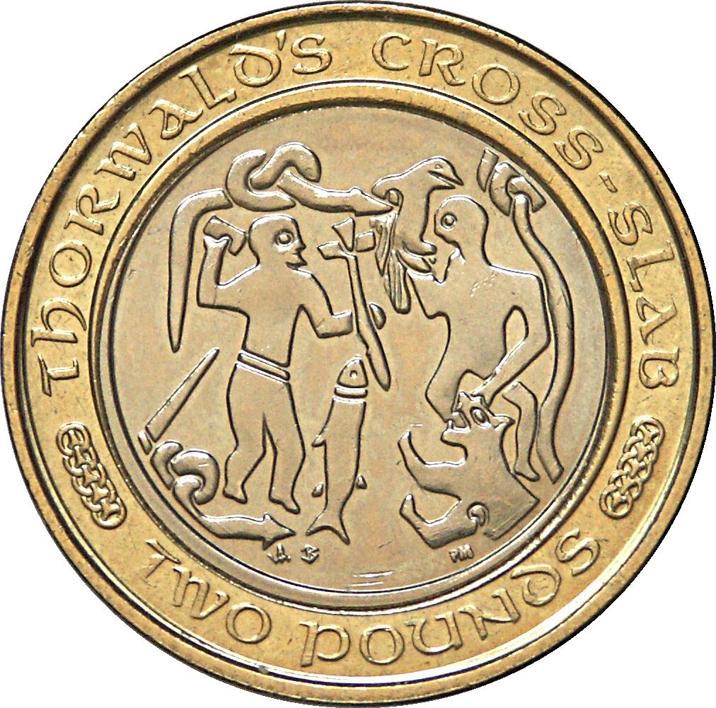 Isle of Man 2 Pounds - Elizabeth II Thorwald's Cross