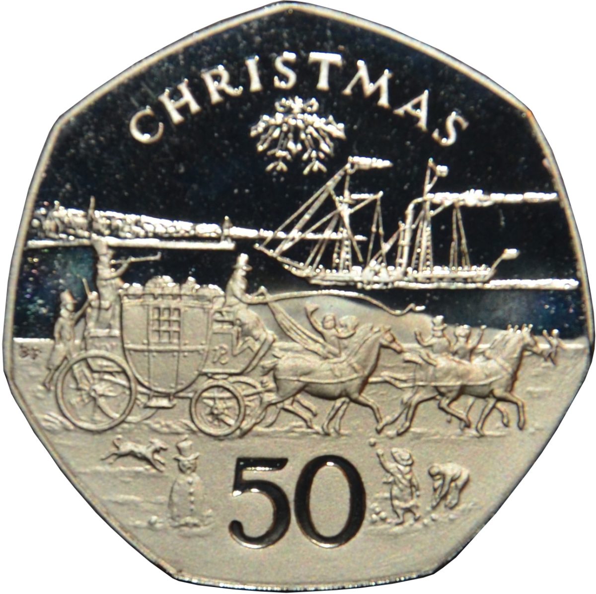 Isle of Man 50 Pence - Elizabeth II Christmas 1980; Mule