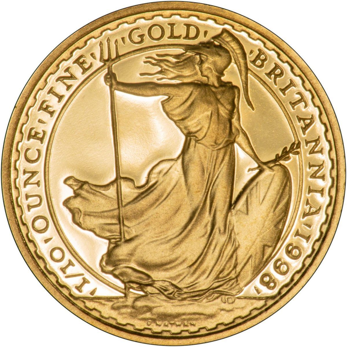10 Pounds - Elizabeth II 4th portrait; 1/10 oz Fine Gold obverse